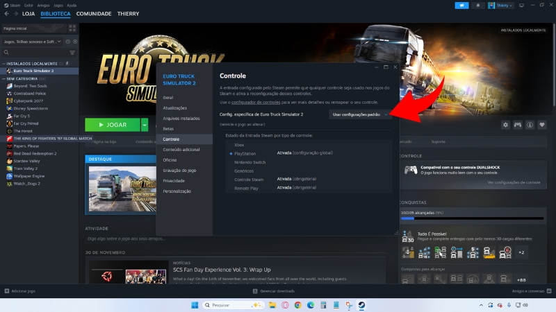 Captura de tela controle Steam